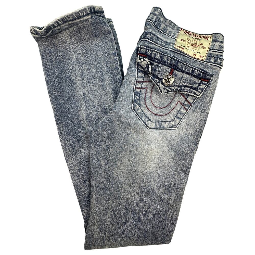 True Religion Billie Straight Denim Jeans Red Stitch Y2K Western